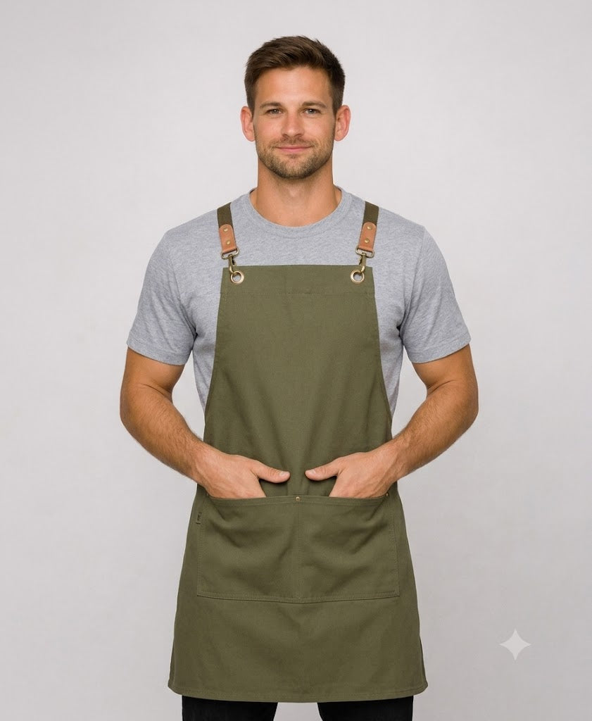 Clip ‘n’ Clasp cross-back bib apron