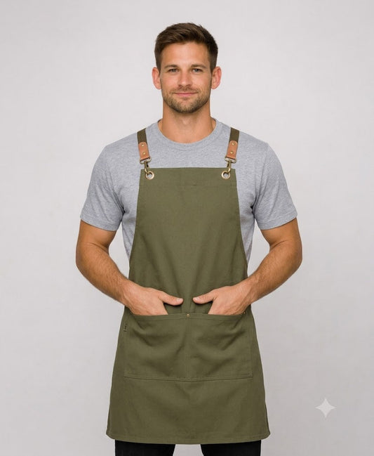 Clip ‘n’ Clasp cross-back bib apron