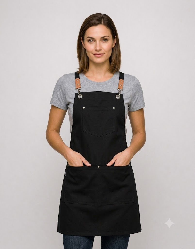 Clip ‘n’ Clasp cross-back bib apron